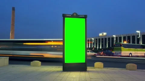 A Billboard With a Green Screen Stock Footage 68809371