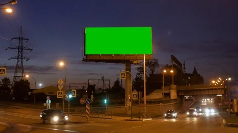 A Billboard with a Green Screen Видео 99753684