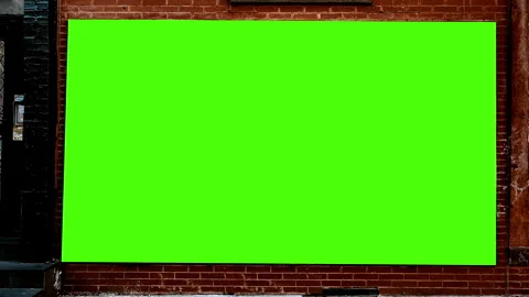 Billboard Green Screen Mockup On Brick Wall Urban Exterior Advertising Space Видео 341324256