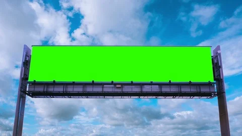 Billboard green screen on sky background | Stock Video | Pond5