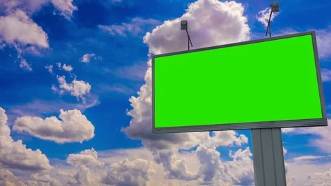 Billboard green screen on sky background | Stock Video | Pond5