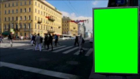 Billboard green screen on the streets of St. Petersburg.Russia Stock-Footage 107829005