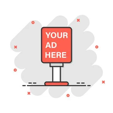 Billboard icon in comic style. Citylight display cartoon vector illustration  Stock Illustration