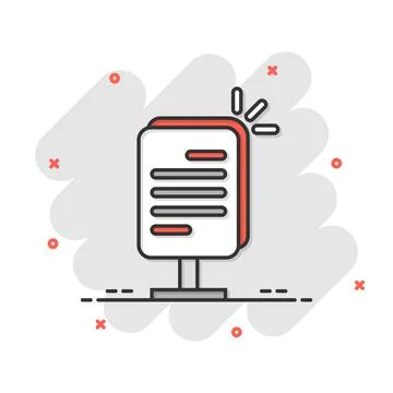 Billboard icon in comic style. Citylight display cartoon vector illustration  Stock Illustration