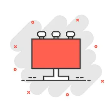 Billboard icon in comic style. Citylight display cartoon vector illustration  Stock Illustration