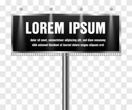 Billboard with light on a transparent background Illustrazione stock