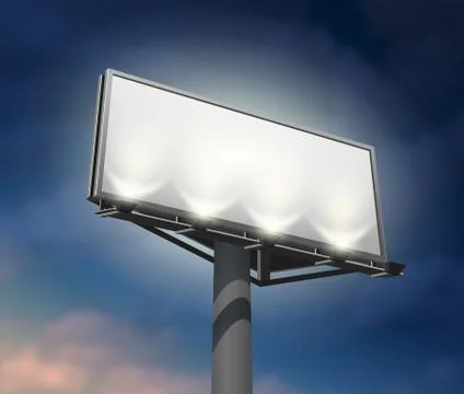 Billboard lighted night image Stock Illustration