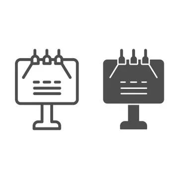 Billboard with lighting line and solid icon. Big board large banner symbol Stock Illustration