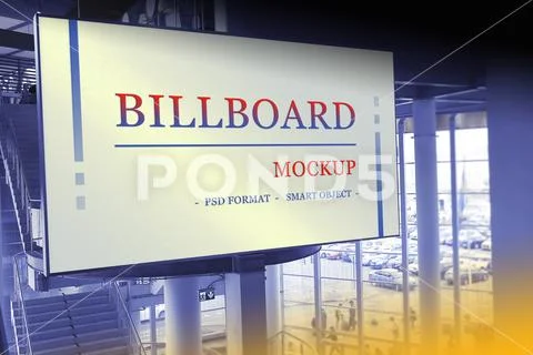 Billboard in the Mall. Mockup psd PSD Template