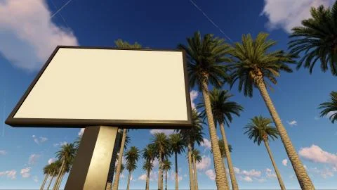 Billboard mock up, tropical version with palms Stock Illustration