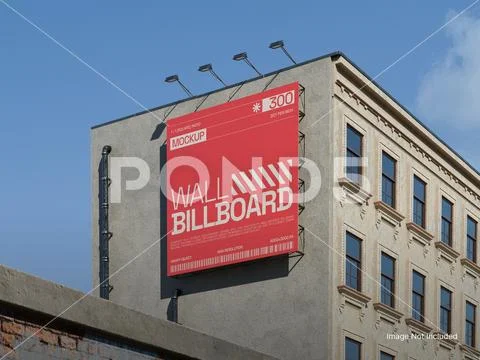 Billboard Mockup on a Building Plantilla PSD