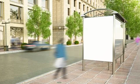 Billboard mockup at bus stop Stock Illustration