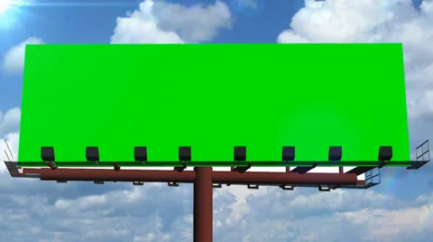 Billboard with moving clouds - green screen footage Stock Footage 33628402