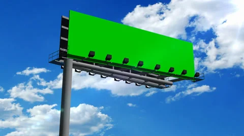 Billboard with moving clouds - green screen footage 스톡 동영상 33631559
