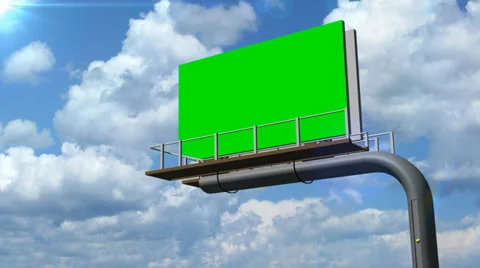Billboard with moving clouds - green screen footage Видео 33635270