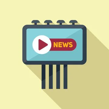 Billboard news icon flat vector. Camera press 库存插图