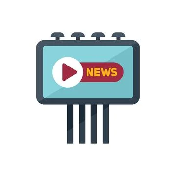 Billboard news icon flat vector. Camera press Illustrazione stock