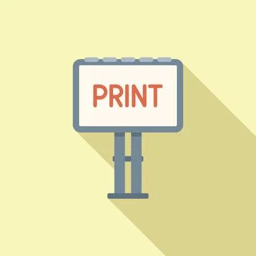 Billboard print icon flat vector. Printer machine Illustrazione stock