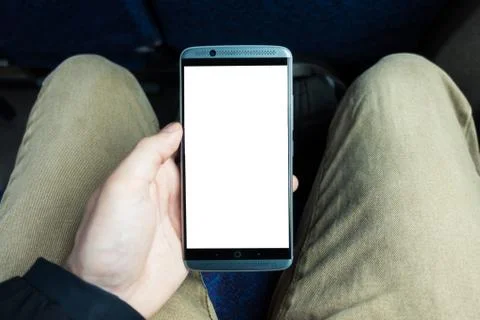 Billboard Rectangular White Mockup on the Phone Stock Photos