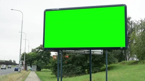 Billboard on the road - green screen Stock Footage 40693848