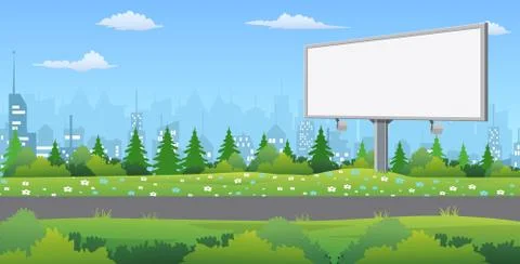 Billboard on the road. Illustrazione stock