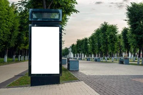 Billboard standing in a park with empty space Foto stock