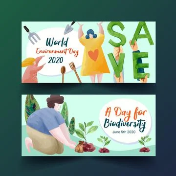 Billboard template design for World Environment Day.Save Earth Planet World C Stock Illustration