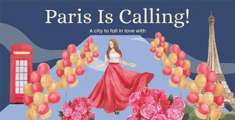 Billboard template with Eifel in Paris lover concept,watercolor style Stock-Illustration