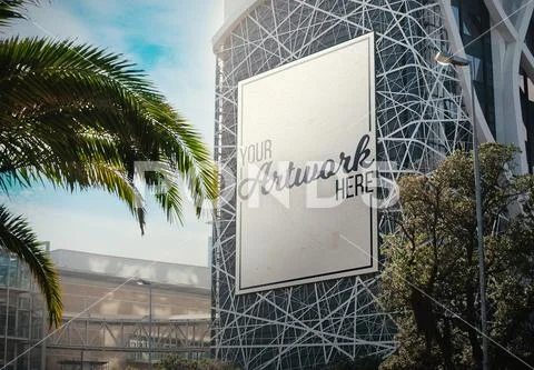 Billboard template mounted on office building Plantilla PSD