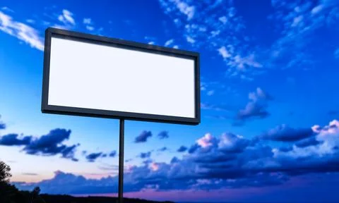 Billboard white color mockup empty blank sign post signboard white color mo.. Stock Illustration