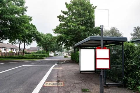 Billboards at a bus stop Foto stock