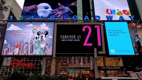 Billboards displaying advertisement at Times Square. Stock Footage 203930937