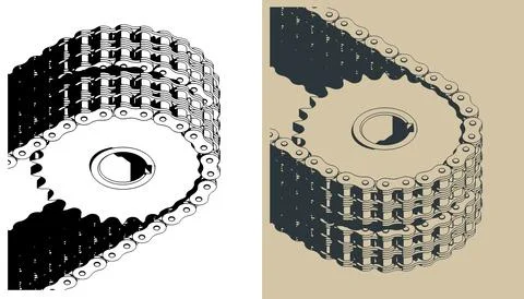 Billet double roller timing set close-up Stock Illustration