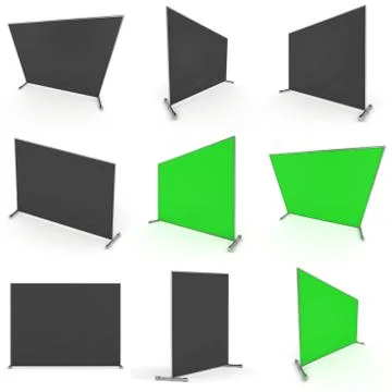 Billet press wall with green screen banner. Stock Illustration