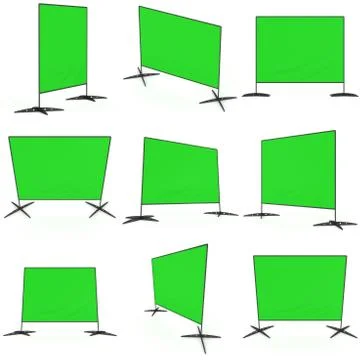 Billet press wall with green screen banner. Stock Illustration