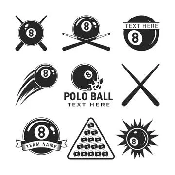 Billiard 8 ball logo set, pool balls, snooker balls Silhouette Vector Stock Illustration