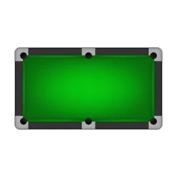 Billiard and Pool Table Top View with Green Cloth and Six Pockets. Realistic Stock Illustration