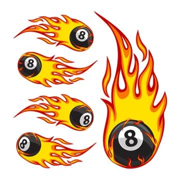 Billiard Ball 8 On Fire Stock Illustration