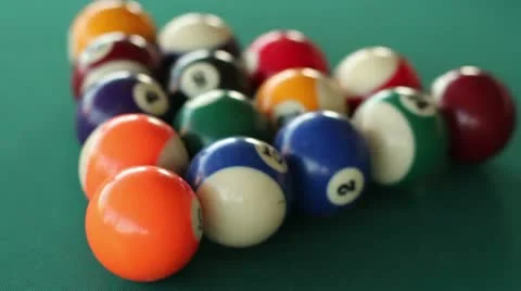 Billiard Ball Break Close Up Slow Motion Video stock 10610381
