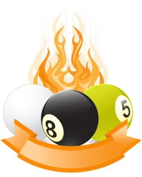 Billiard ball emblem  in flame Stock Illustration