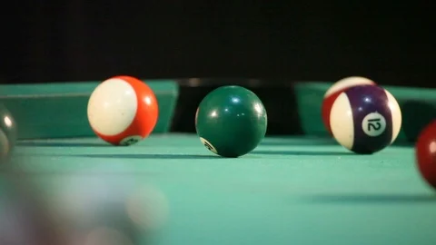Billiard ball  falling into the hole Stock Footage 88126503