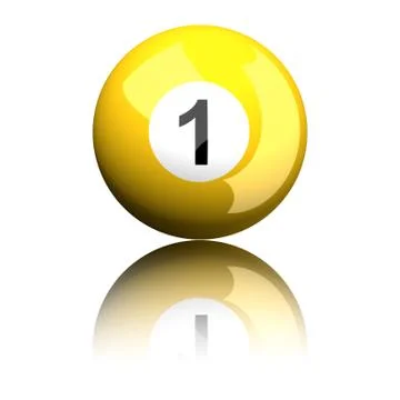 Billiard Ball Number 1 3D Rendering Stock Illustration