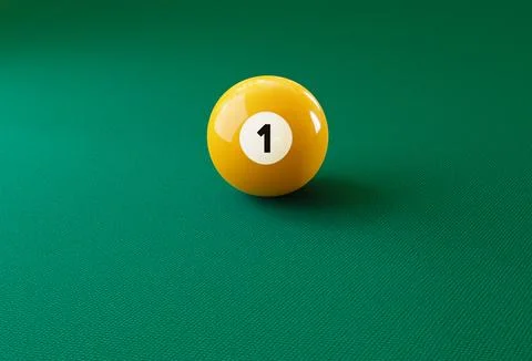 Billiard ball number one isolated on the green table Stock Illustration