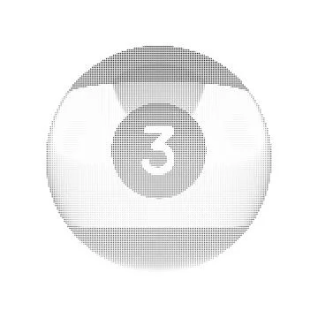 Billiard ball number three in halftone dot style isolated on white background 库存插图