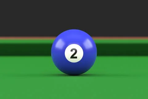 Billiard ball number two blue color on billiard table Stock Illustration