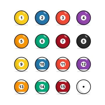 Billiard Ball Set Icon Design Template Elements Stock Illustration