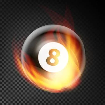 Billiard Ball Vector Realistic. Billiard Ball 8 In Burning Style Isolated On Stock Illustration