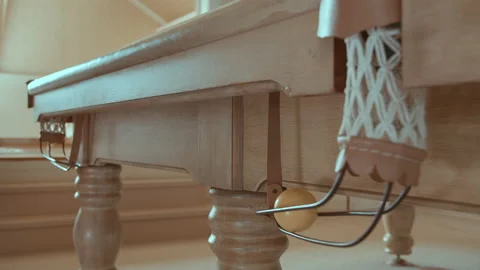 Billiard balls are dropping in the hole, rack focus. Billiard game concept Stock Footage 155461122