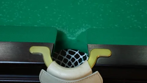 Billiard balls arranged in a manner on a billiard table, smooth movement of the Stock Footage 304578638