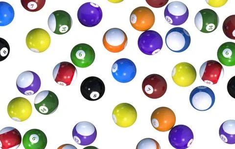 Billiard Balls Backdrop. Balls Isolated on Solid White Background. Stockillustratie
